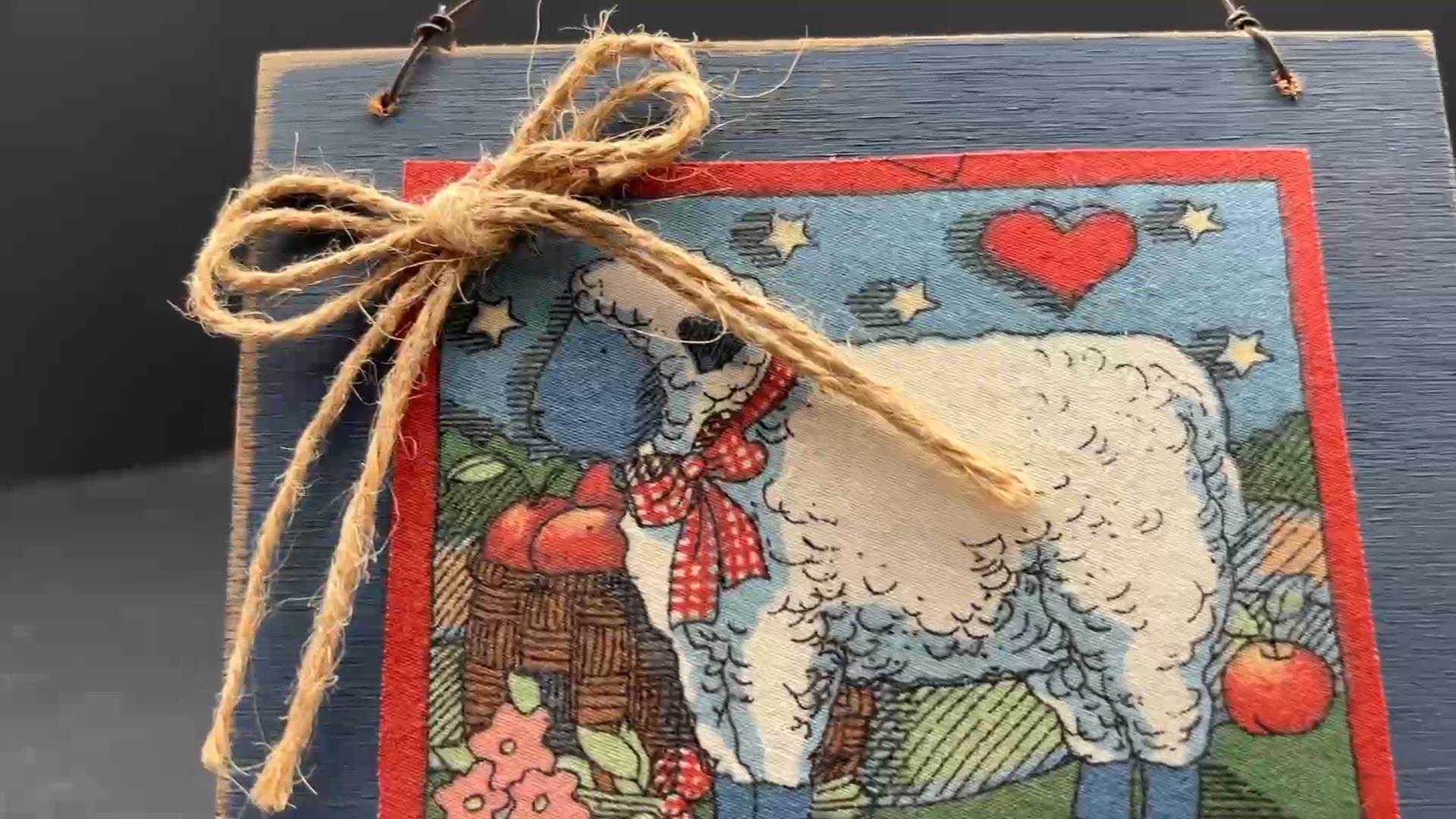 Susan Winget Primitive Sheep Wood Plaque