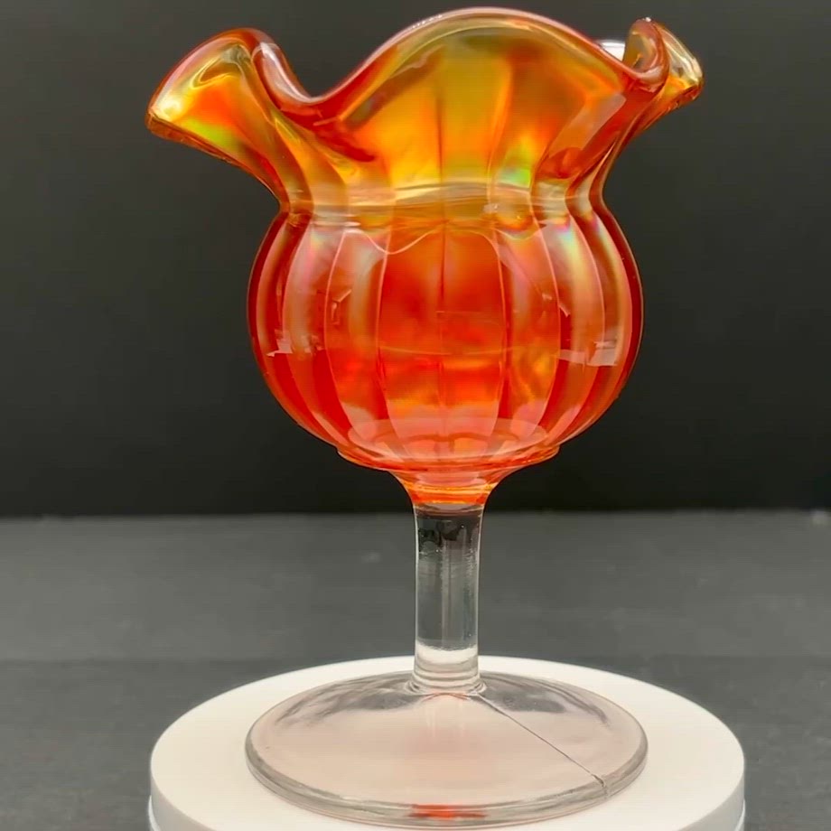 Antique Fenton Marigold Carnival Glass Stippled BonBon Compote Pedestal Dish