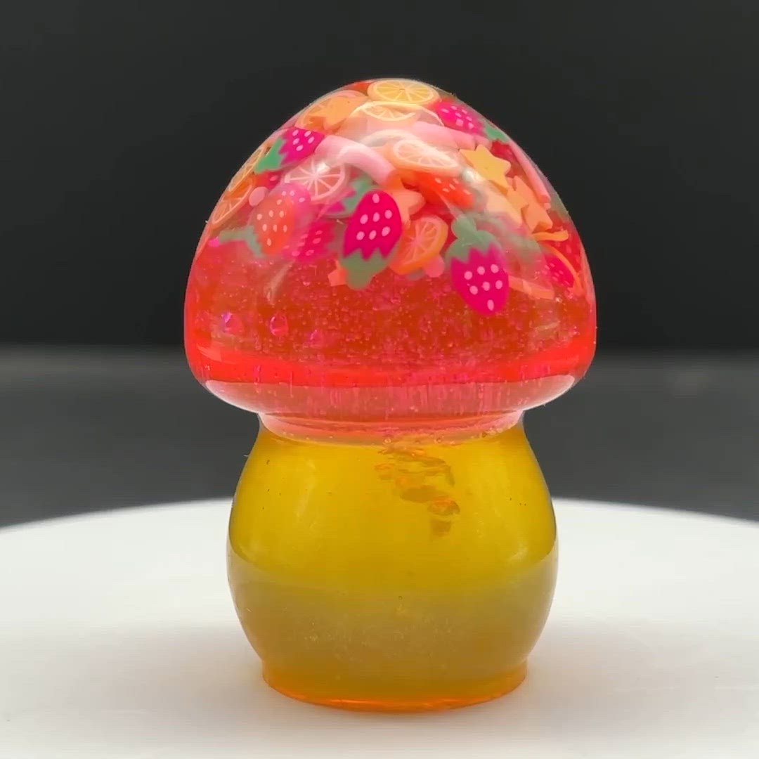 Strawberry Lemonade Mushroom 2" - Round Yellow Translucent Stem - Made by Me!