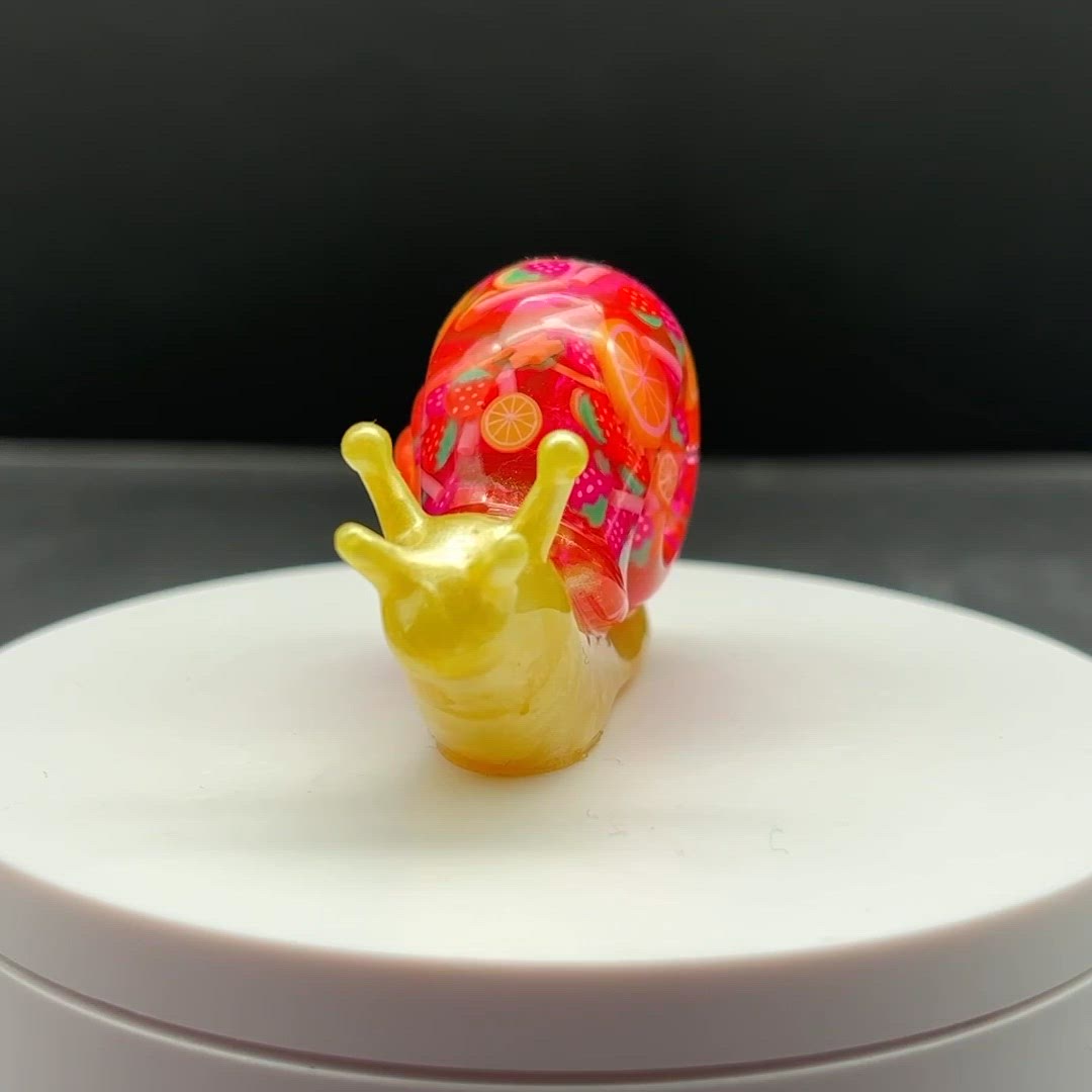 Strawberry Lemonade Snail 3" - Yellow Body - Made by Me!