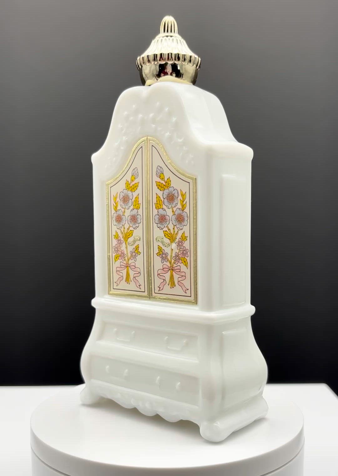 Avon Armoire Milk Glass Decanter with Original Box | Vintage 1970s
