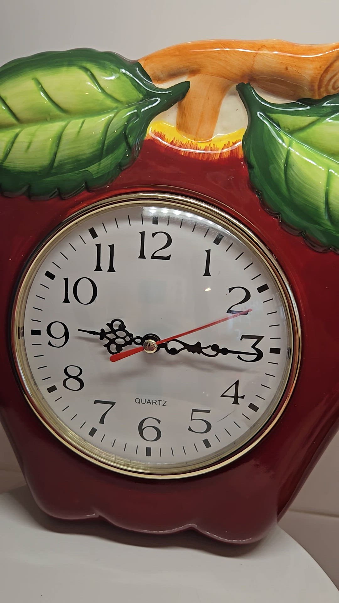 Apple Shaped Quartz Analog Wall Clock