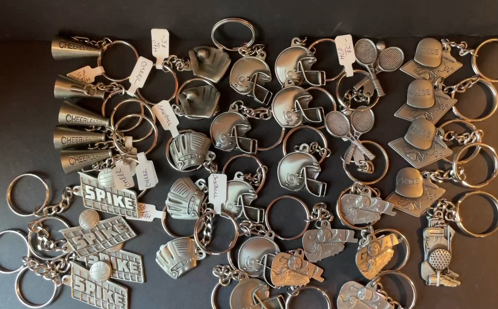 Reseller Lot of 34 Pewter Sports Keychains NOS