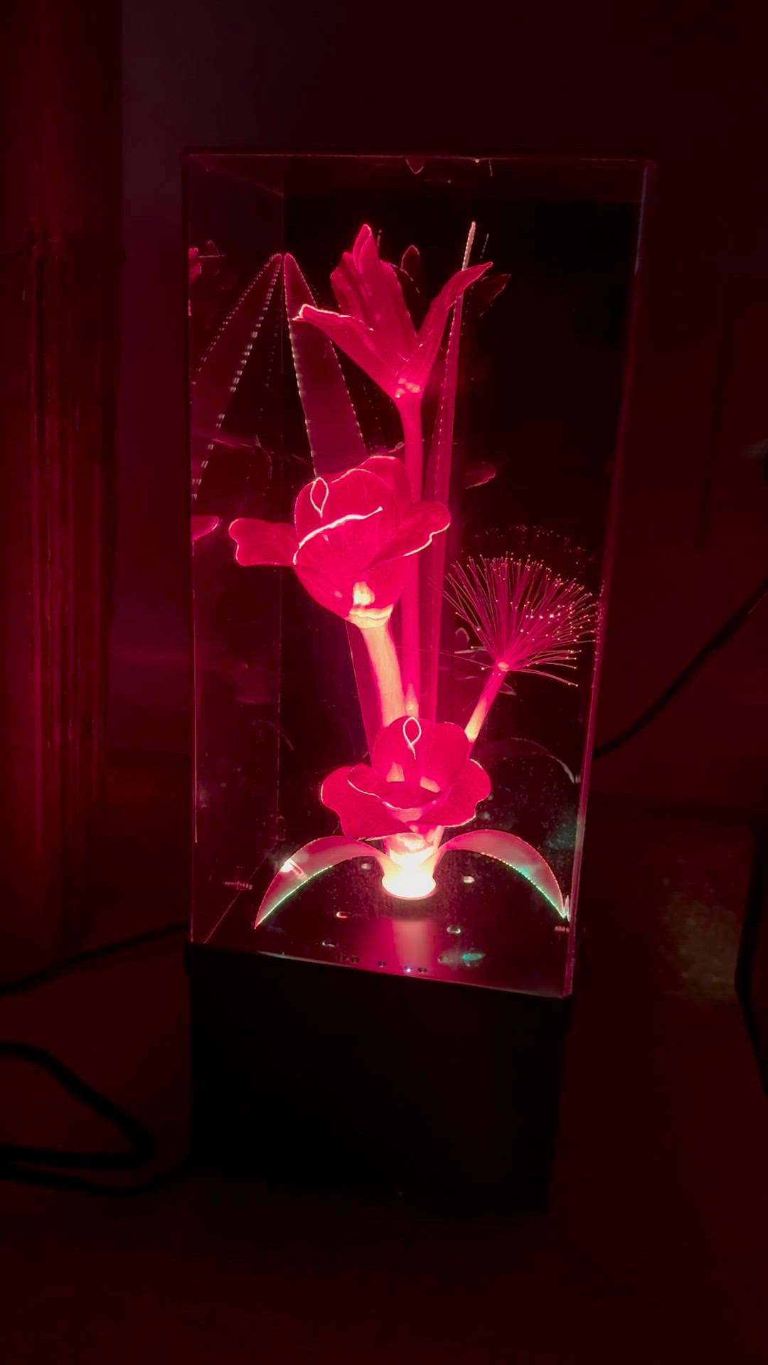 Fiber Optic Flower Lamp Color Changing Vintage 1980s Retro Music Box Works