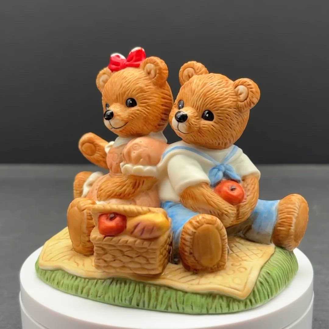 Home Interiors Picnic Bears Figurine #1421 | Vintage 1995-98 *READ*