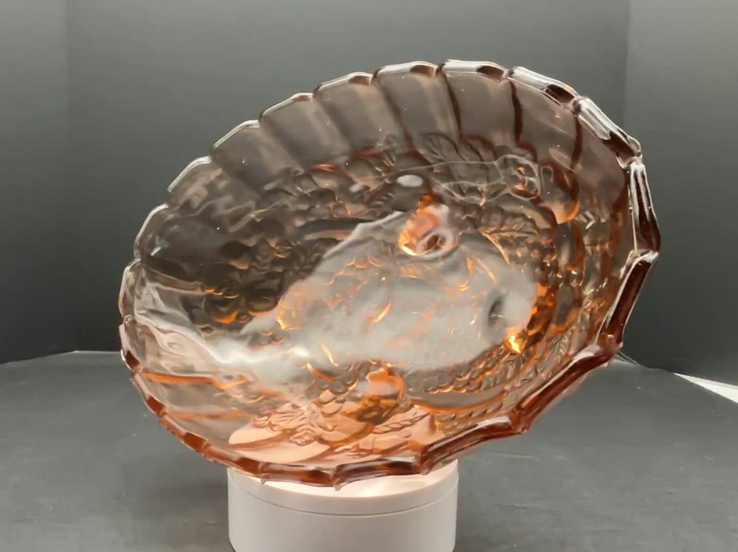 Indiana Glass Pink Harvest Grape Footed Oval Fruit Bowl | Vintage
