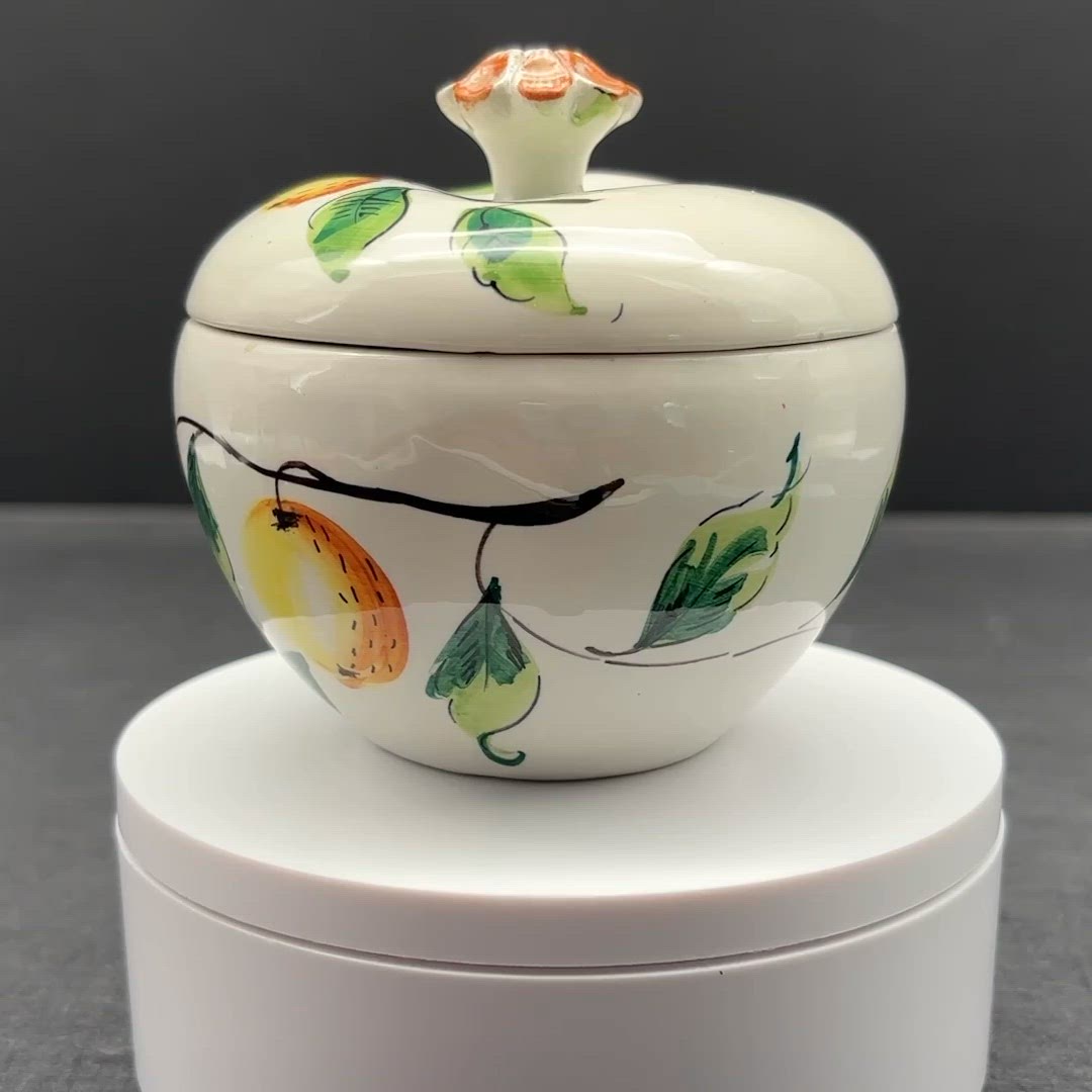 Hand-Painted Italian Ceramic Lemon Sugar/Jam Jar