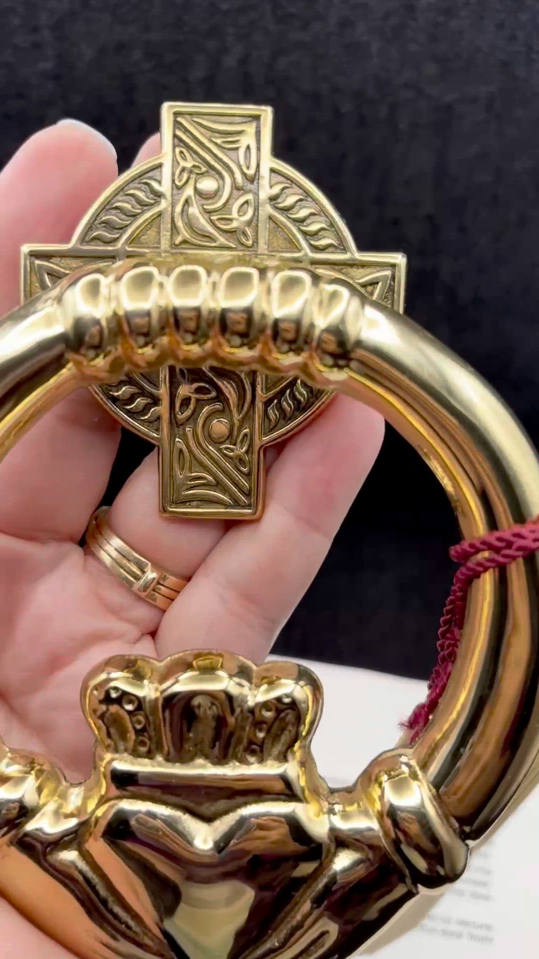 D&G solid brass doorknocker - Cladddagh Celtic Cross - Made in Spain - new in box