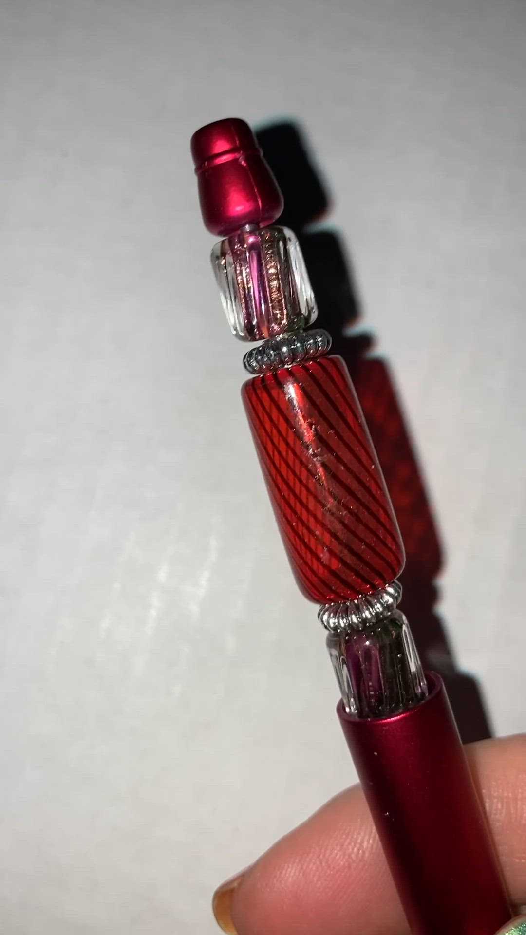Fidget Pen Handmade By Me! Black Ink! 5 1/2” Made With Glass Beads!