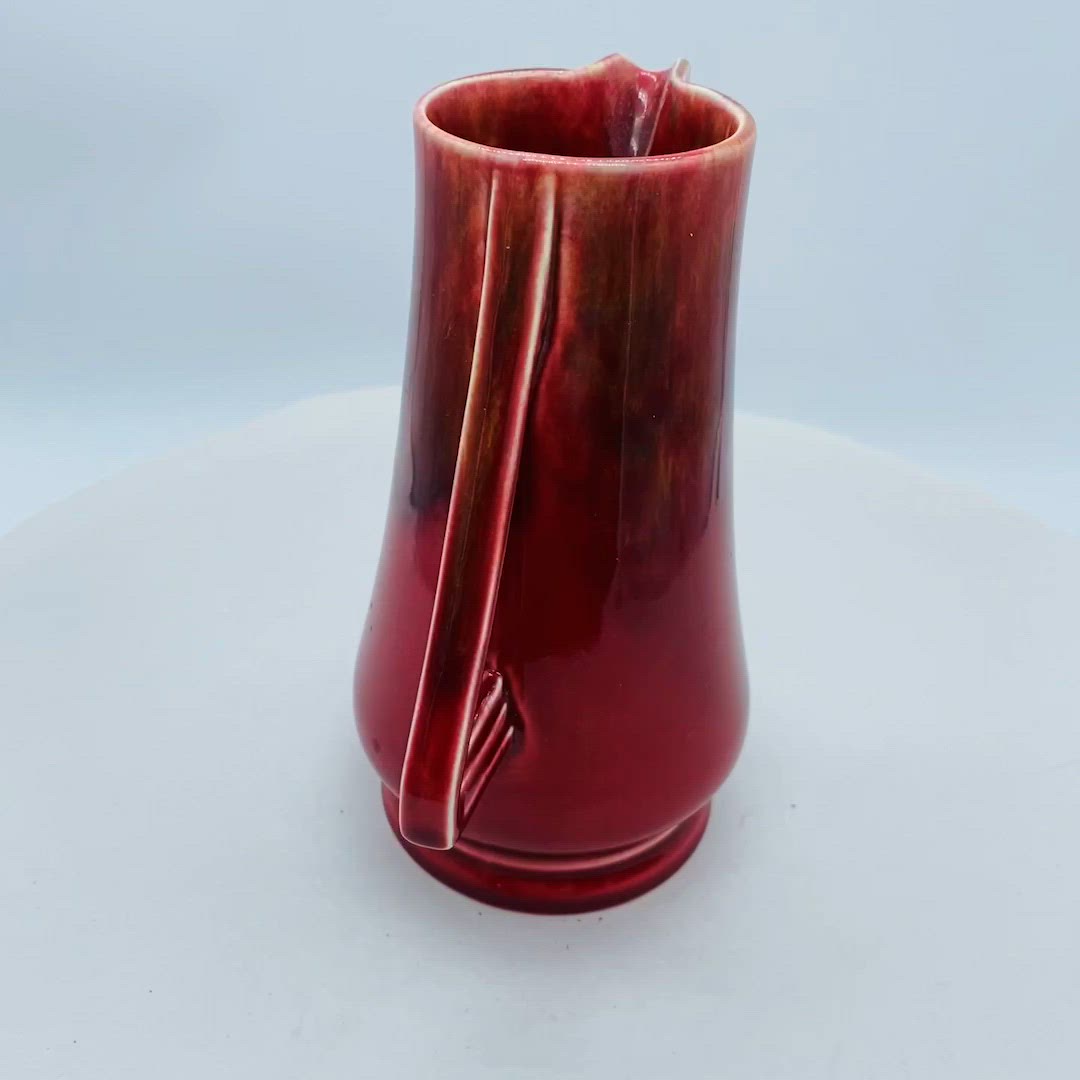 #1305 Ducal Ware Red Ombré Art Deco Jug Pitcher England Ceramic 5.75 Inch