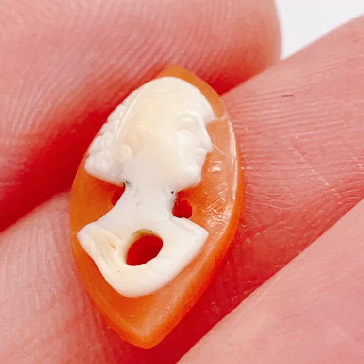 Vintage Mid Century Shell Cameo Cabochon Navette Unmounted 1935–45 Jewelry Part
