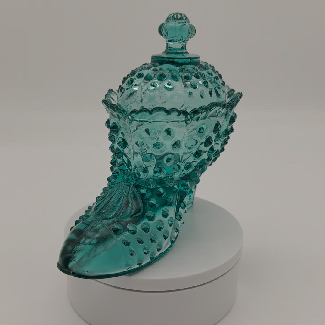 Wilkerson Glass Teal Hobnail Covered Boot *GLOWS*