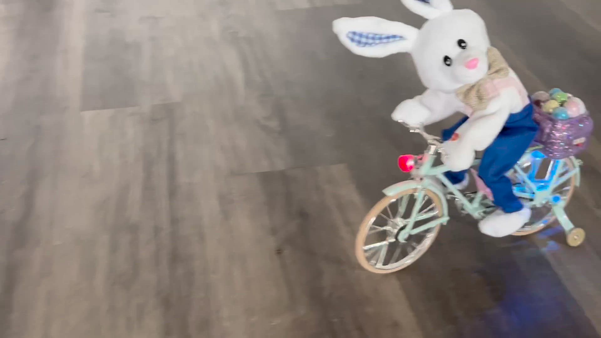 Cracker Barrel Bicycle Riding Easter Bunny Cotton Tail Works See Video