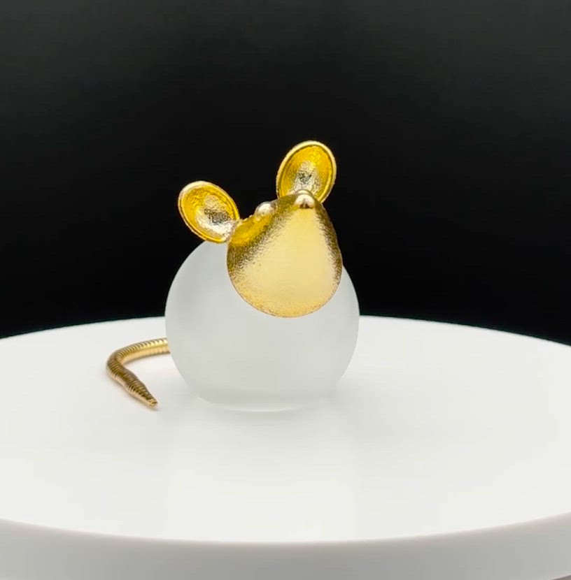 Avon Mini Frosted Glass Mouse Perfume Bottle & Box | Vintage 1970s