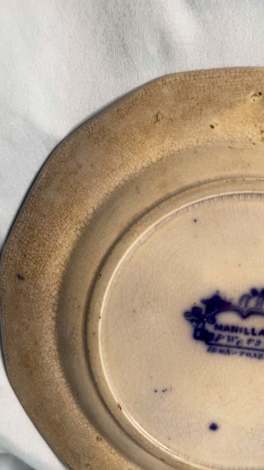 Flow Blue Or Podmore Walker Ironstone “Manila” Plate