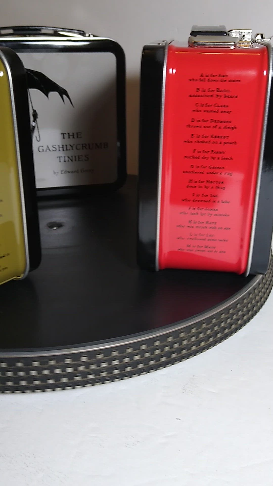 Edward Gorey The Gashlycrumb Tinies Metal Lunchbox Tin 2003 Gothic Spooky Pick Red Green or Gray