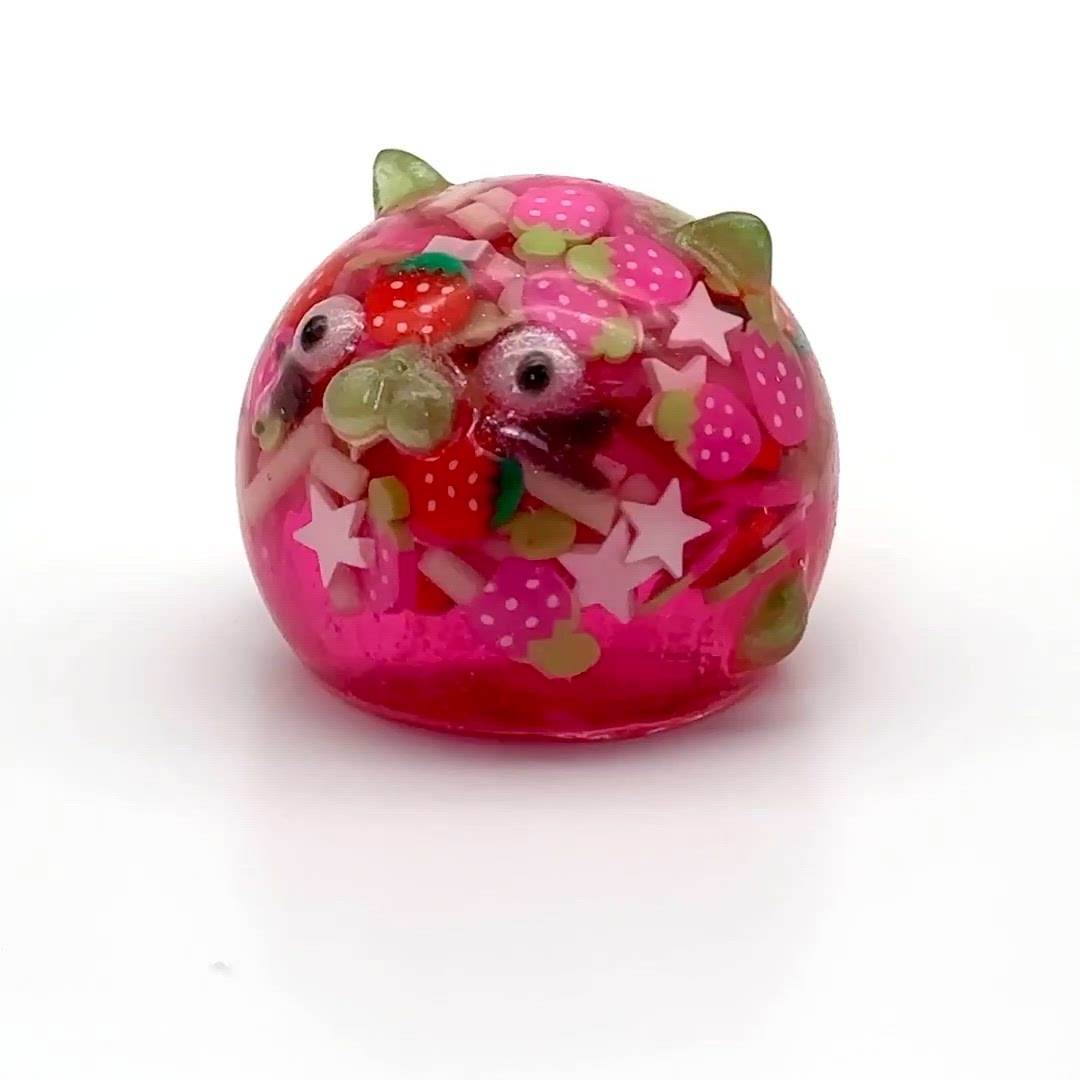 Tiny Strawberry Cat Trinket - Made by Me