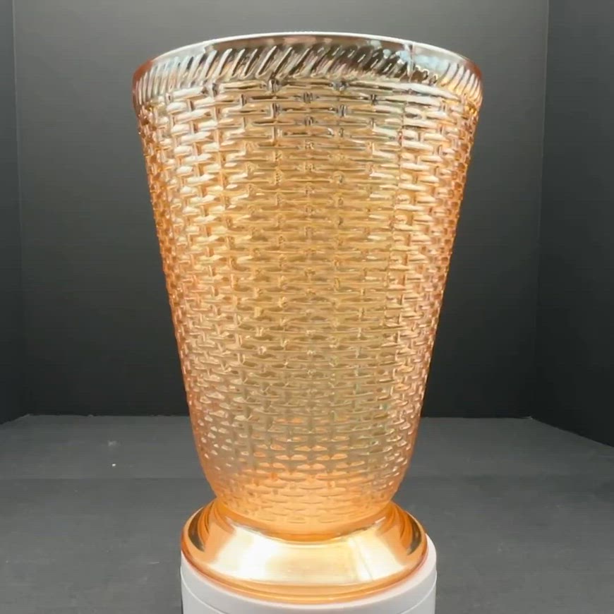 Westmoreland Marigold Carnival Glass Basketweave Tub Vase | Vintage 1930s