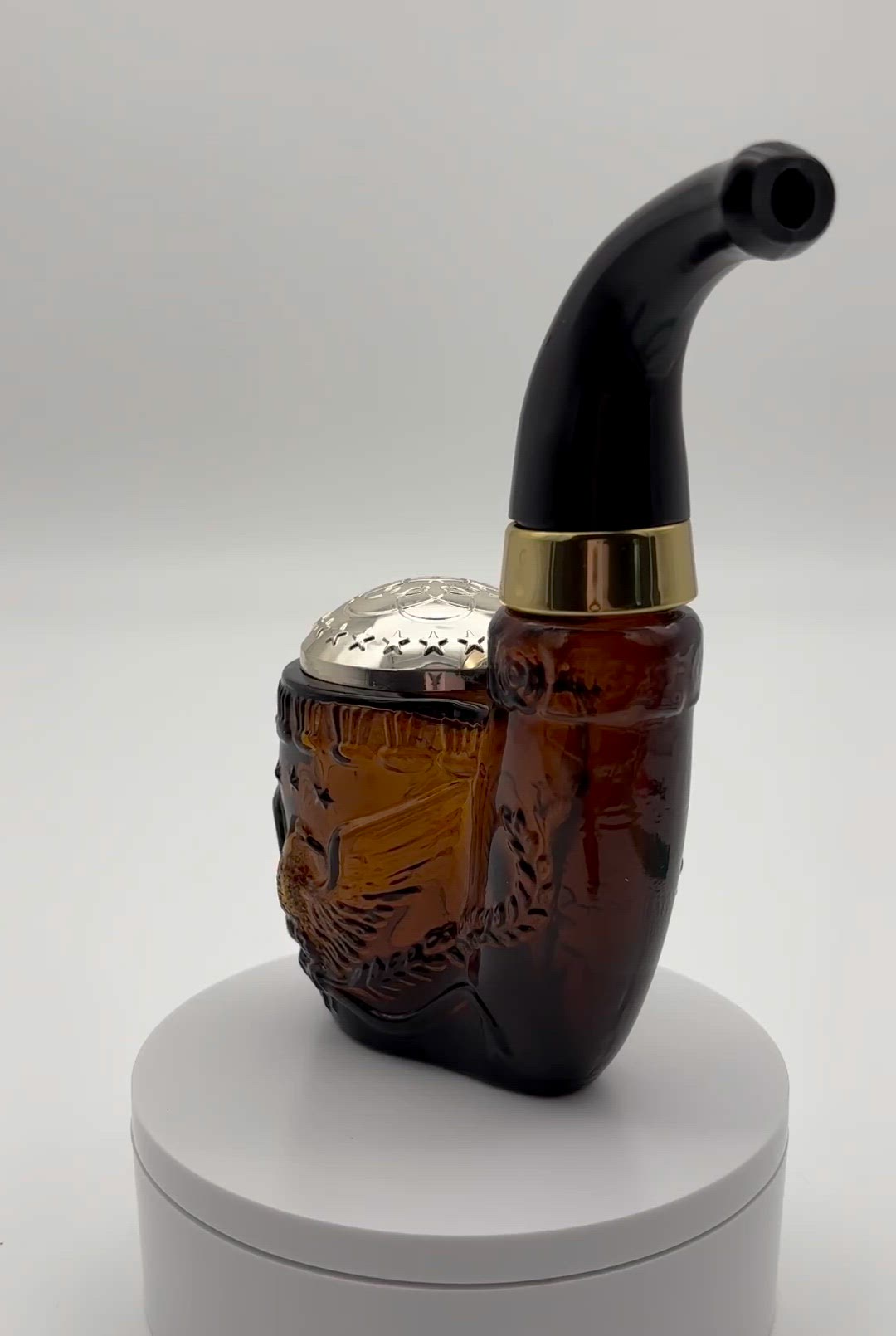 Avon "American Eagle Pipe" Amber Glass Decanter | Vintage 1970s