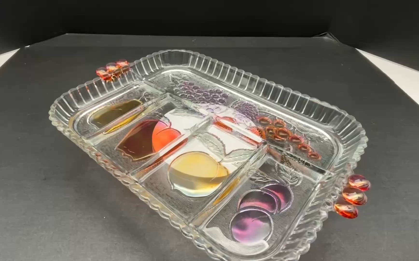 Indiana Glass Multi-Color Fruit Relish Tray | Vintage
