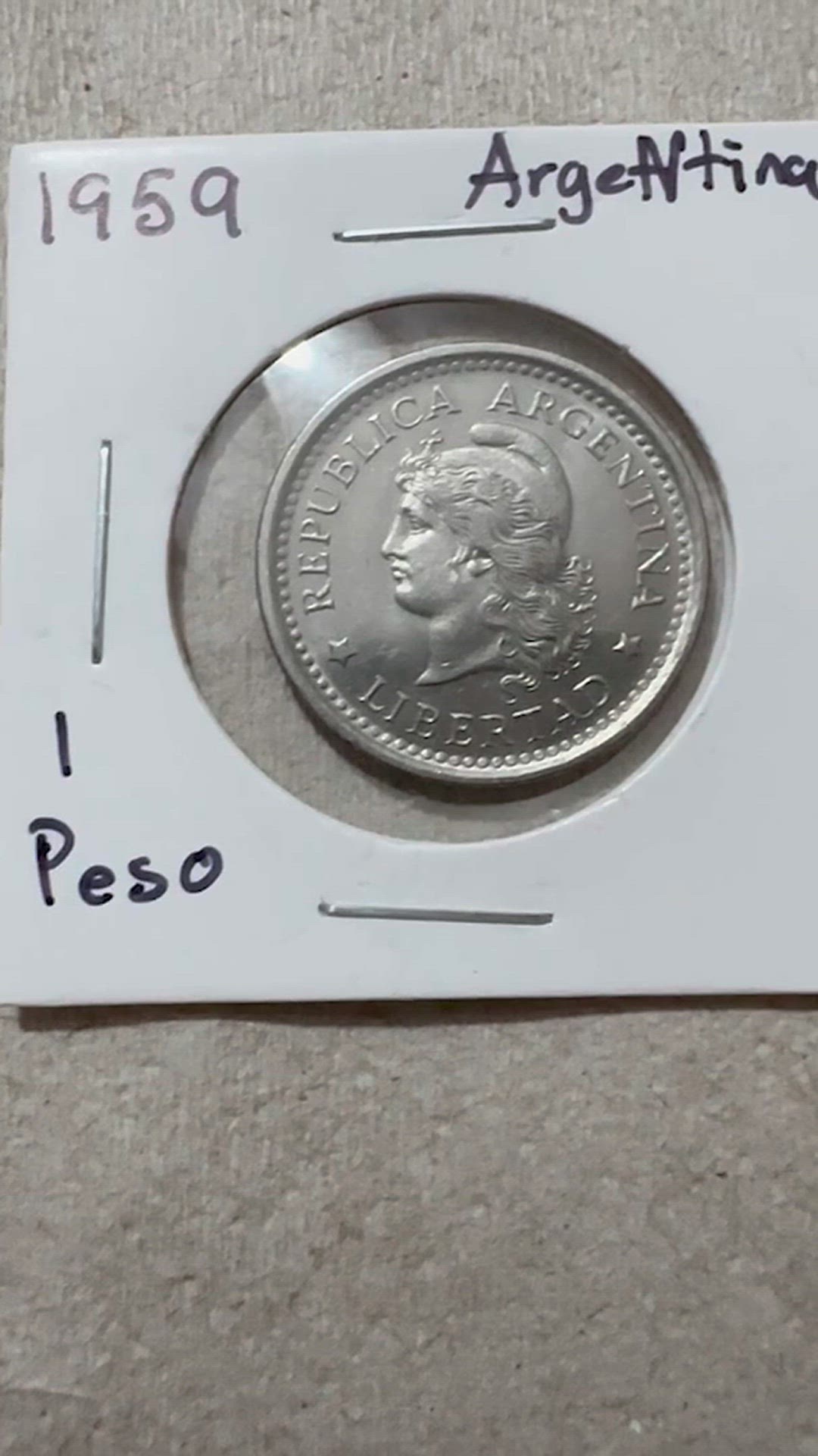 1959 Argentina 1 Peso KM# 57- Very Nice High Grade Collector Coin!