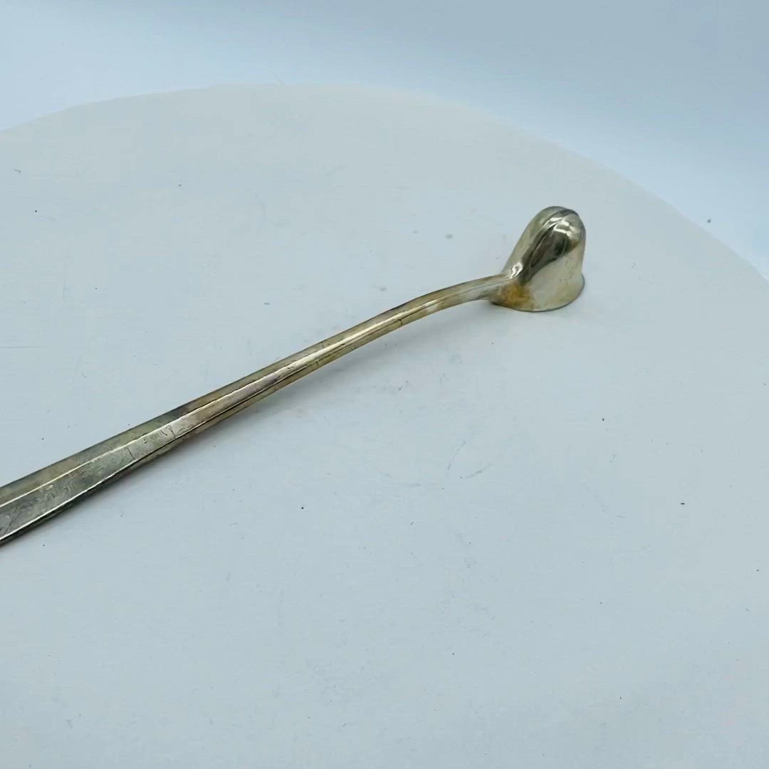 #3403 Heavy Vintage Long Handled Silver Plate Candle Snuffer