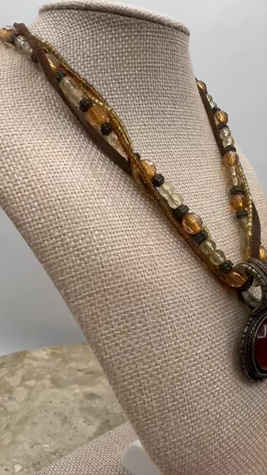 Vintage Bronze Tone Pendant Necklace