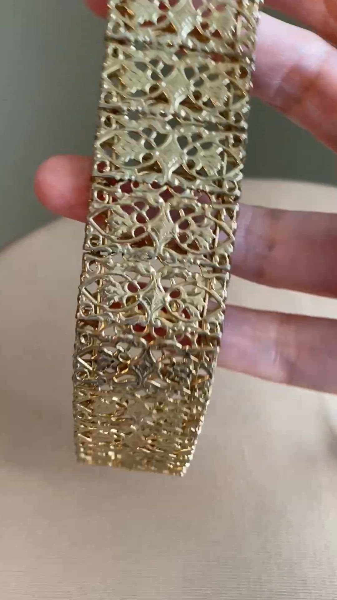 Vintage Sarah Coventry Art Deco Style Goldtone Filigree Panel Bracelet And Adjustable Ring With A Shimmery Faux Dragons Breath Or Faux Opal Stone 7 Inch Bracelet And Adjustable Ring Size 61/2-7