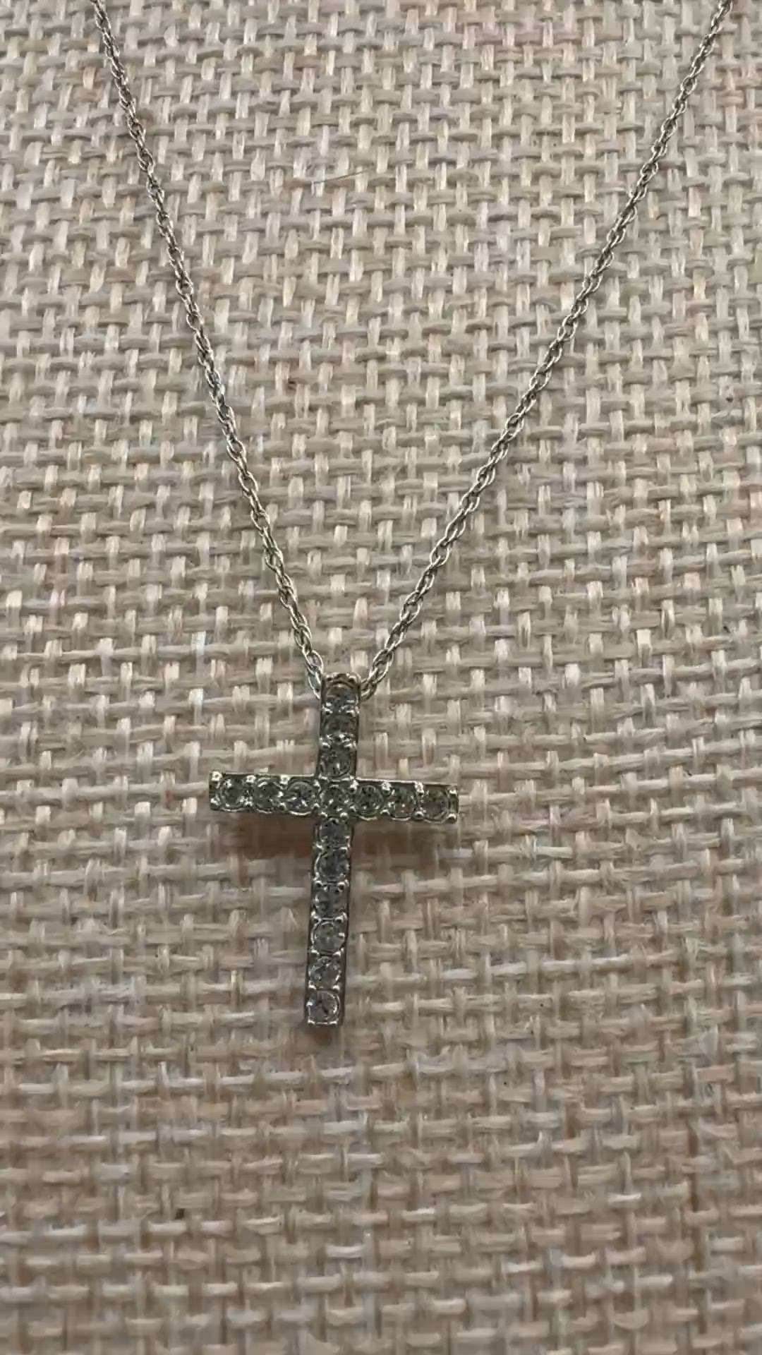 Vintage Tested 925 Sterling Silver And CZ Cross Necklace