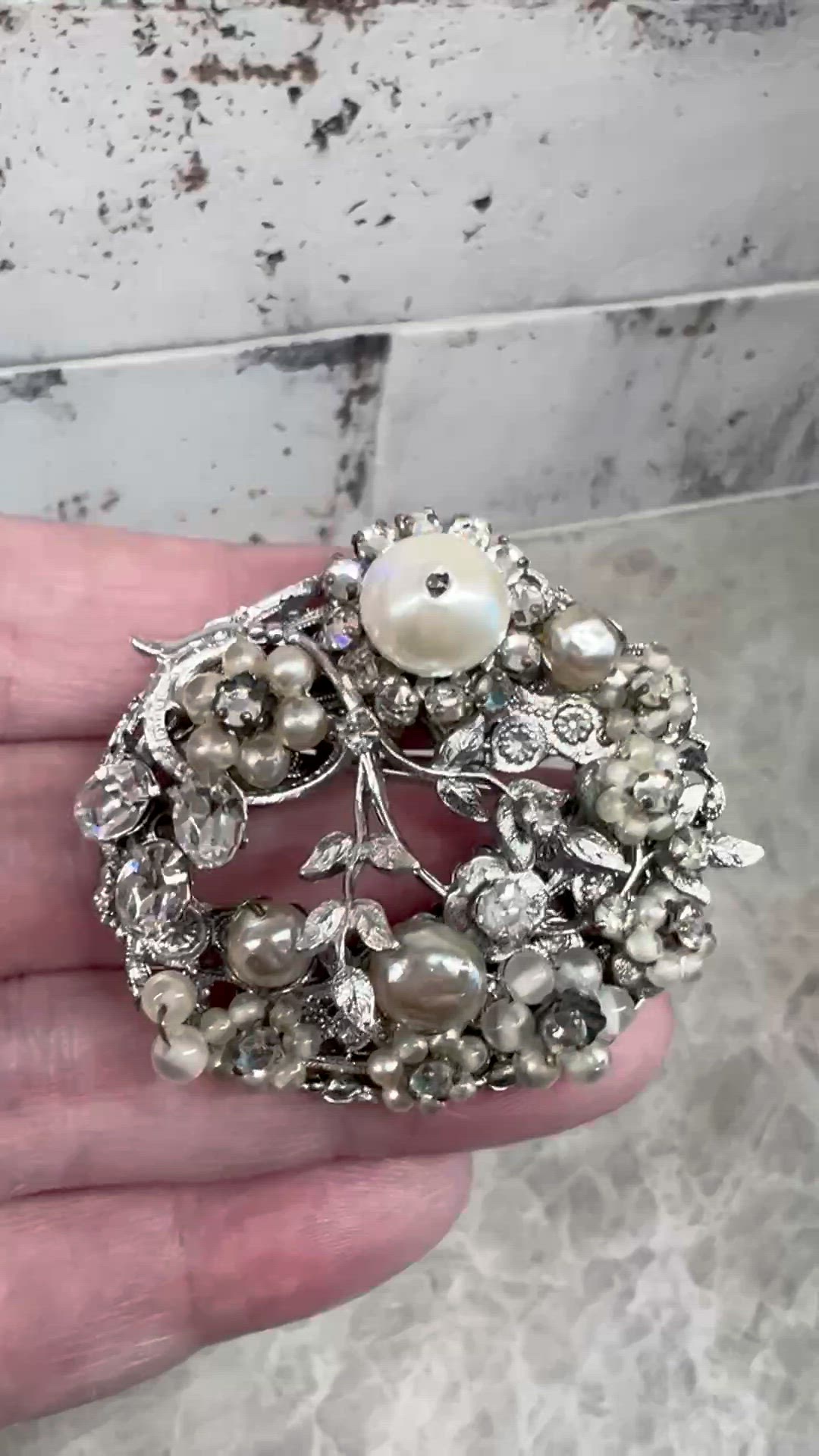 Original By Robert Clear Glass Rhinestone Vintage Pin Brooch  #G-4