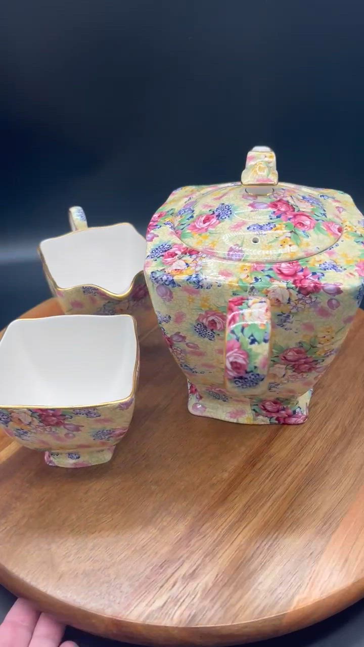 Vintage Royal Winton Grimwades Welbeck Chintz Teapot, Creamer and Sugar Bowl