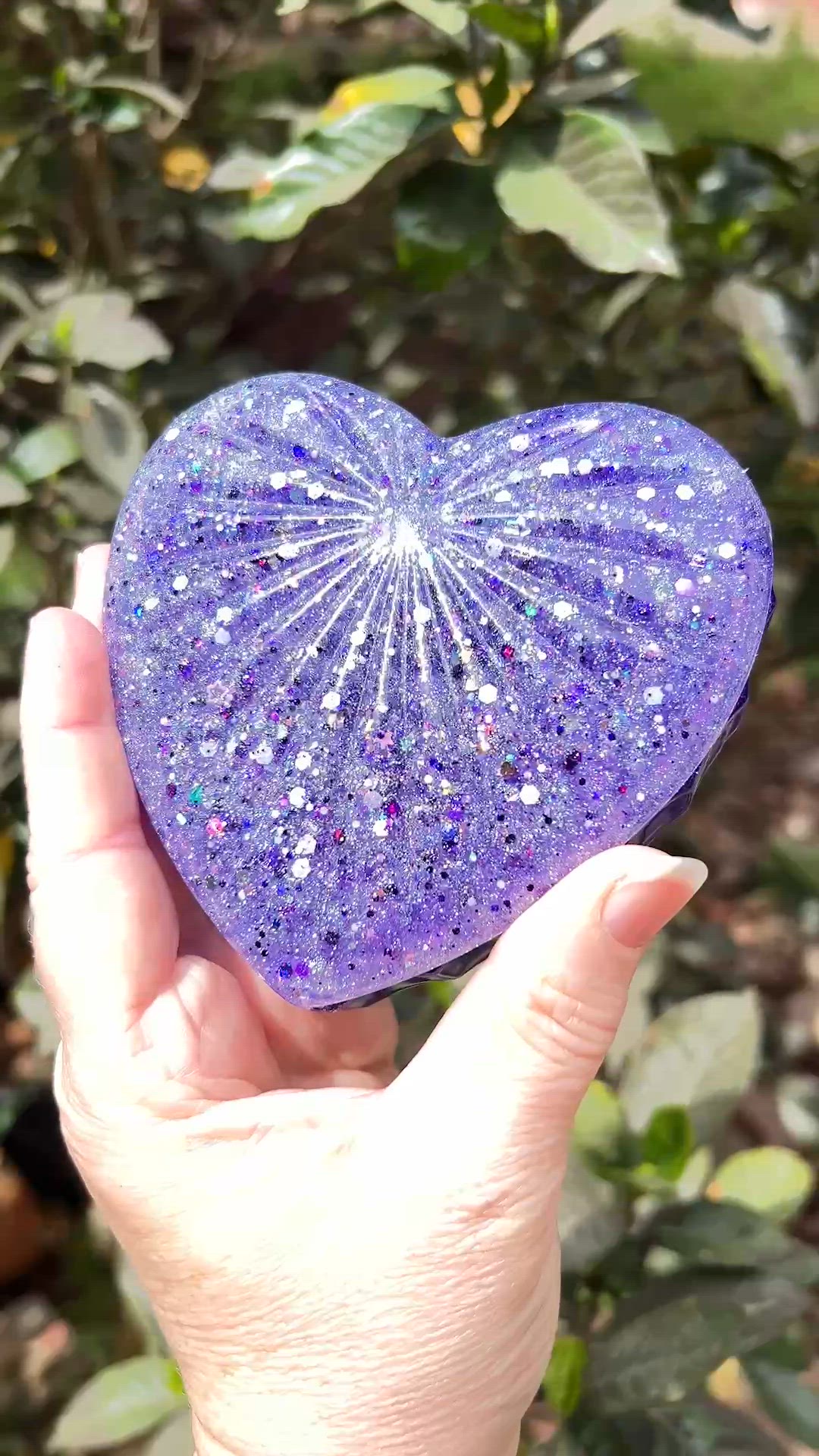 Heart Jewelry Trinket Resin & Glitter Box- Purple Color. Handmade By Me 🫶.