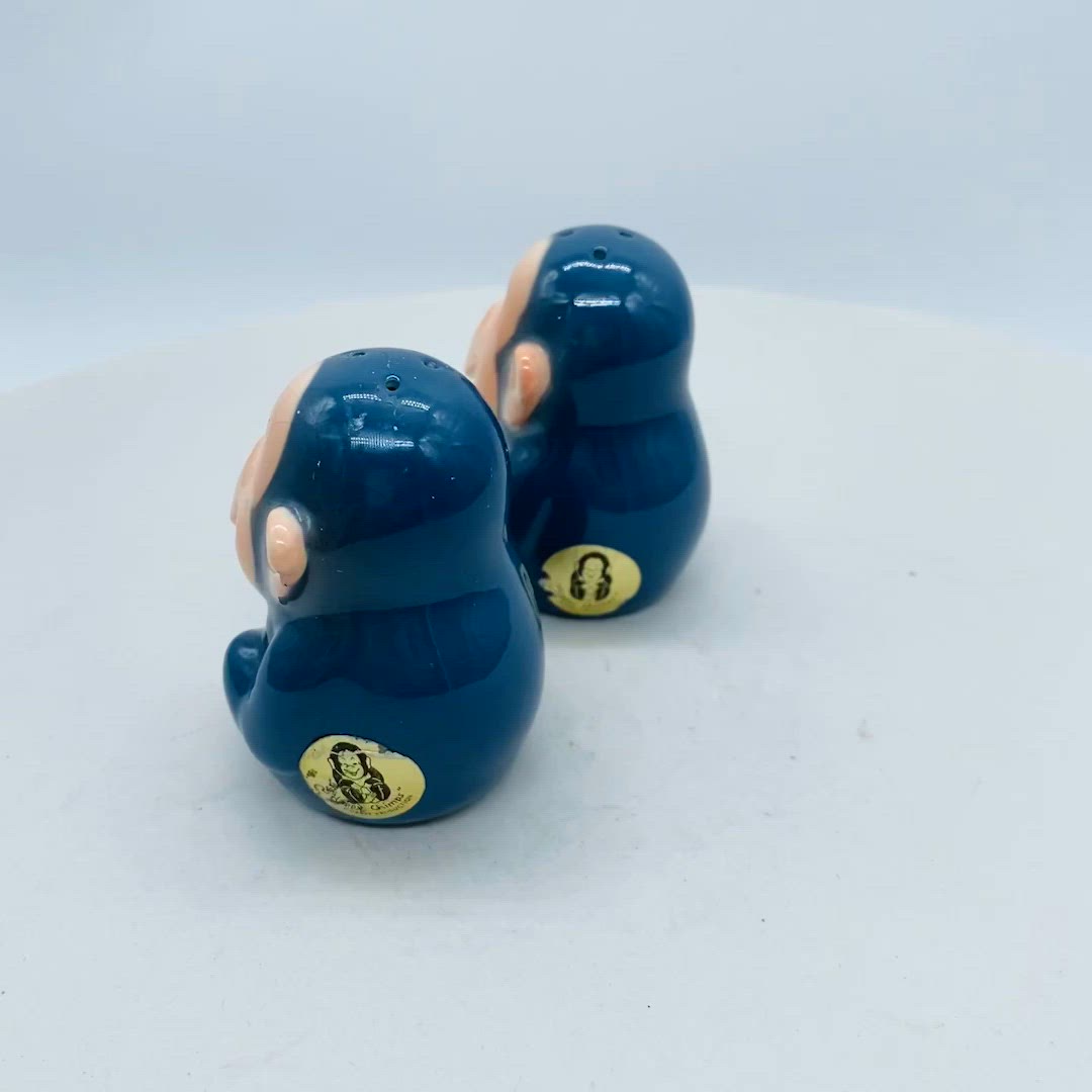 #2007 Goebel Germany Happy Chimp Salt And Pepper Ceramic Monkey