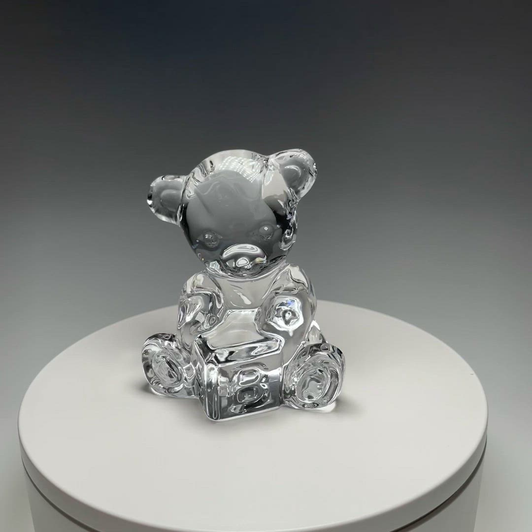 Waterford ABC Bear Clear Glass Figurine Paperweight 3"