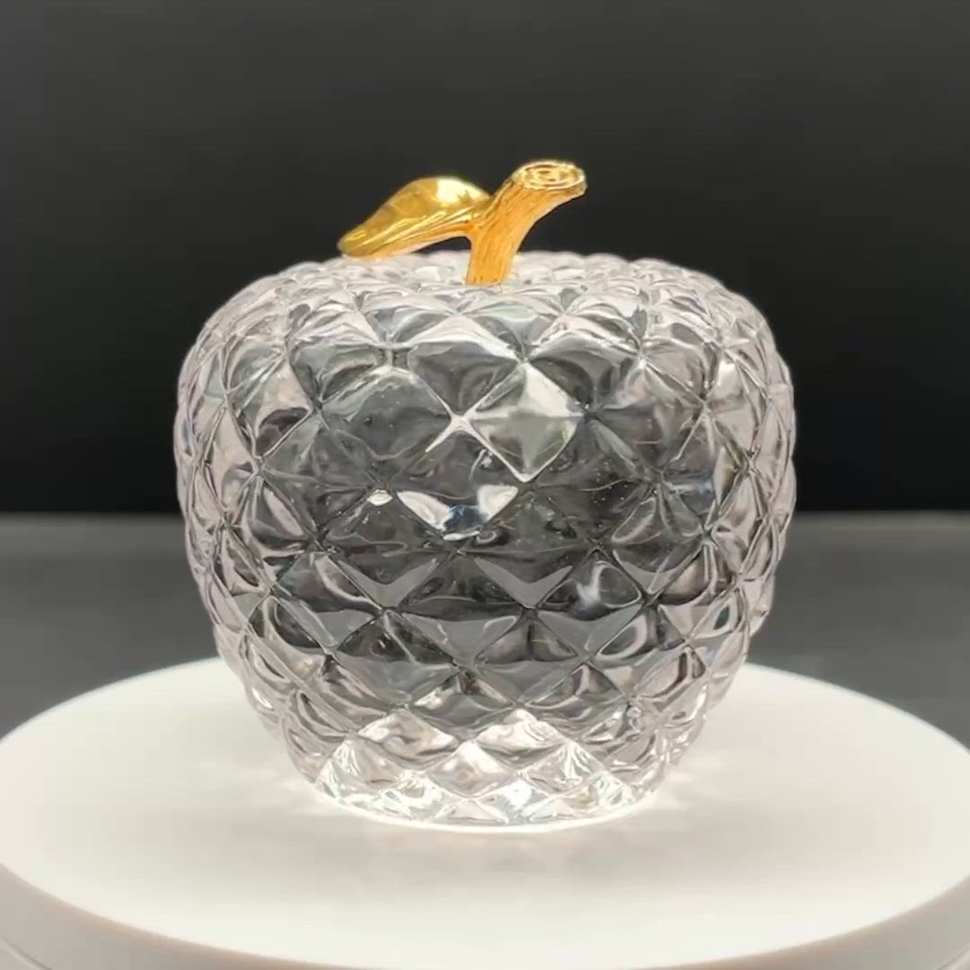 Lead Crystal Cut Apple Paperweight