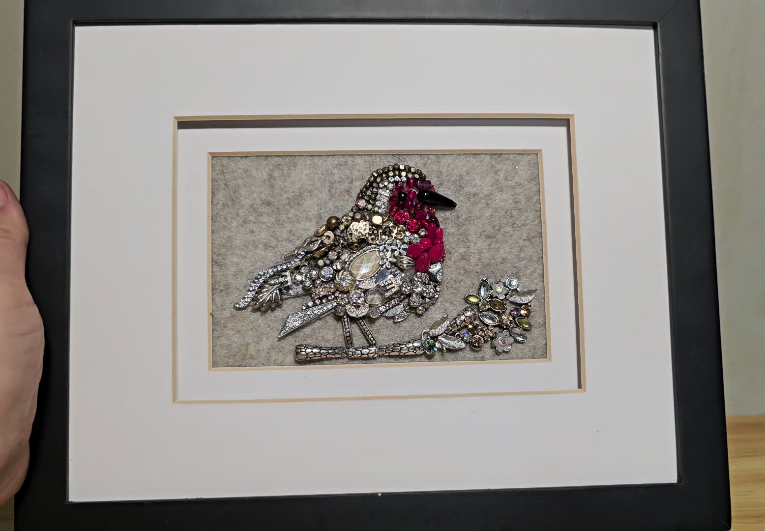 Jeweled Robin Bird Artwork – Framed